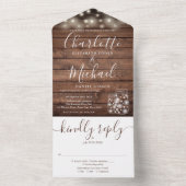 Rustikales Barn Wood String Lights Mason Jars Wedd All In One Einladung (Innen Boden)