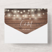 Rustikales Barn Wood String Lights Mason Jars Wedd All In One Einladung (Rückseite)