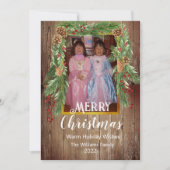 Rustikales Barnboard, Kieferngarten, Foto Weihnach Karte (Vorderseite)