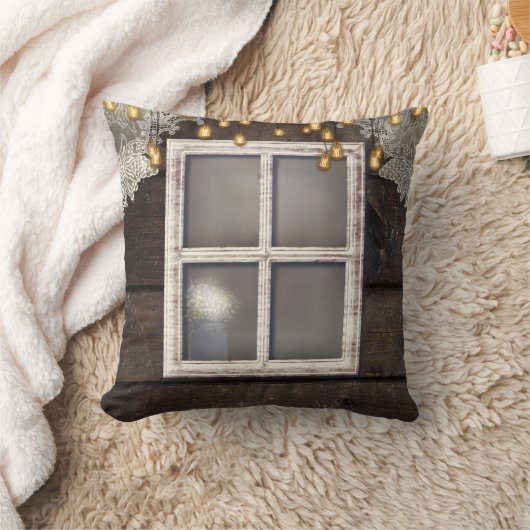 Rustikales Barnfenster Spitz Romantisches Elegante Kissen (Decke)