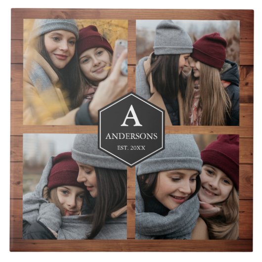 Rustikales Barnholz 4 Bilder Familienfotos FotoCol Fliese (Vorderseite)