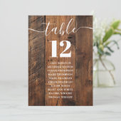 Rustikales Barnholz-Boho-Tischnummer-Seekarte Einladung (Stehend Vorderseite)