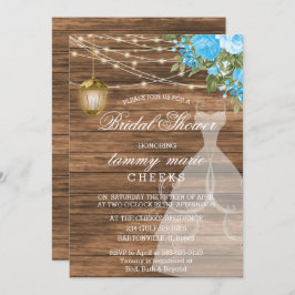 Rustikales Barnholz-Brautparty - Baby Blue Einladung