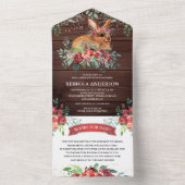 Rustikales Barnholz Burgundy Bloral Bunny Baby Dus All In One Einladung (Innen Boden)