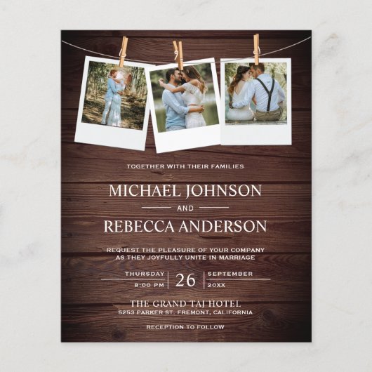 Rustikales Barnholz-Foto Einladung zur Hochzeit (Vorderseite)