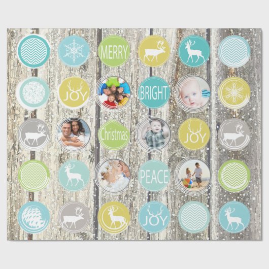 Rustikales Barnholz-Foto Rentier Weihnachten Geschenkpapier (Flach)