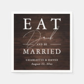 Rustikales Barnholz isst Drinks und sei Verheirate Serviette (Vorderseite)