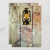 Rustikales Barnholz & Lattern 60. Geburtstagsparty Einladung (Vorne/Hinten)