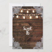 Rustikales Barnholz & Mason Jars Sweet 16 Party Einladung (Rückseite)