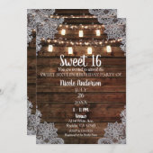 Rustikales Barnholz & Mason Jars Sweet 16 Party Einladung (Vorne/Hinten)