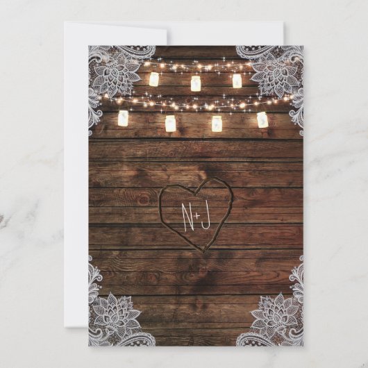 Rustikales Barnholz & Mason Jars Wedding Einladung (Rückseite)