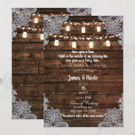 Rustikales Barnholz & Mason Jars Wedding Einladung