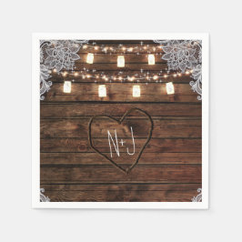 Rustikales Barnholz & Mason Jars Wedding Party Serviette
