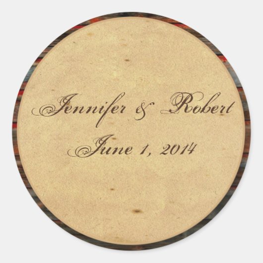 Rustikales Barnholz mit Graffiti Herz Umschlag Auf Runder Aufkleber (Vorderseite)