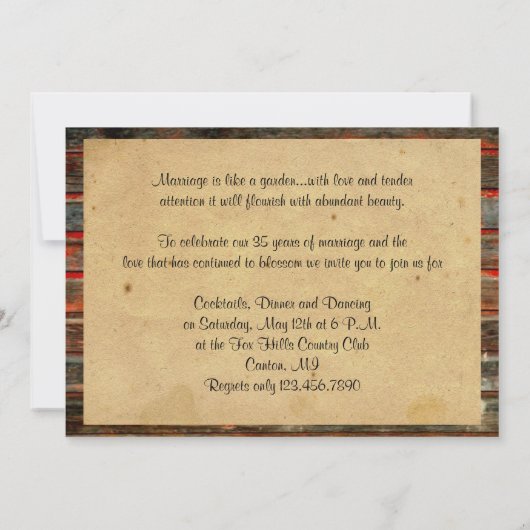 Rustikales Barnholz mit Graffiti Herzanfang Einladung (Rückseite)