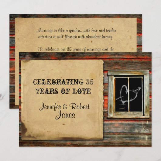 Rustikales Barnholz mit Graffiti Herzanfang Einladung (Vorne/Hinten)