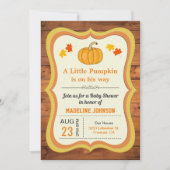Rustikales Barnholz Niedlich Kleine Pumpkin Baby D Einladung (Vorderseite)