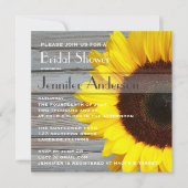 Rustikales Barnholz Sonnenblumen Brautparty Einladung (Vorderseite)