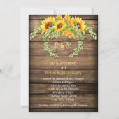 Rustikales Barnholz Sonnenblumen Kranken Antler Ho Einladung (Vorderseite)