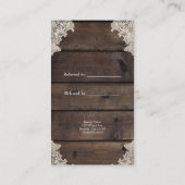 Rustikales Barnholz & Spitzen Elegante Weinroute M Empfehlungskarte (Rückseite)