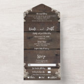 Rustikales Barnholz & Spitzen Romantische Hochzeit All In One Einladung (Innen Boden)