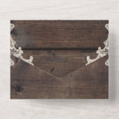 Rustikales Barnholz & Spitzen Romantische Hochzeit All In One Einladung (Rückseite)