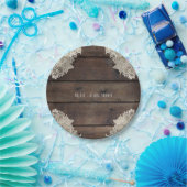 Rustikales Barnholz & Spitzen Romantische Hochzeit Pappteller (Party)