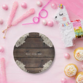 Rustikales Barnholz & Spitzen Romantische Hochzeit Pappteller (Party)