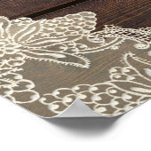 Rustikales Barnholz & Spitzen Romantische Hochzeit Poster (Ecke)