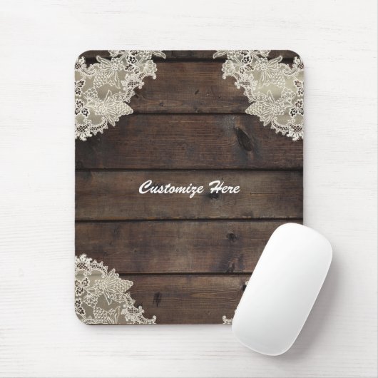 Rustikales Barnholz & Spitzen Romantisches Bauernh Mousepad (Mit Mouse)