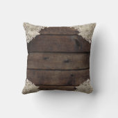 Rustikales Barnholz & Spitzen Romantisches Elegant Kissen (Rückseite)