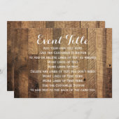 Rustikales Barnholz Tafelschild Karte 5 x 7 Einlad (Vorne/Hinten)