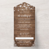 Rustikales Barnholz Twinkle Lights Hochzeit All In One Einladung (Innen Boden)