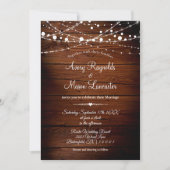 Rustikales Barnholz und Streichellichter Hochzeit Einladung (Vorderseite)