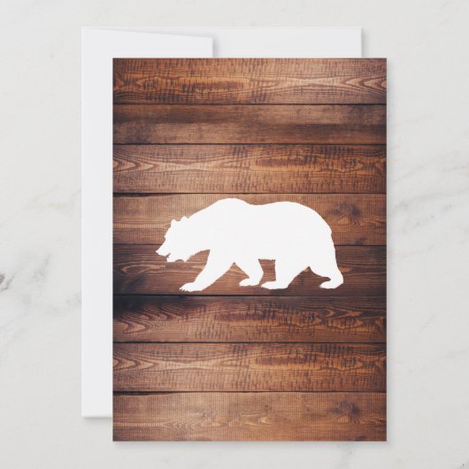 Rustikales Barnholz & White Bear Baby Dusche Einladung (Rückseite)