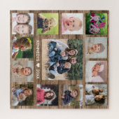 Rustikales Barnwood 13 Family Foto Collage Puzzle (Horizontal)