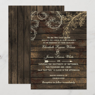 Rustikales Barnwood, blüh Hochzeit Einladung