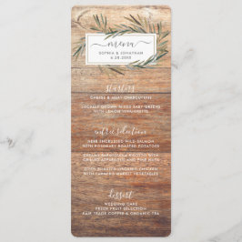 Rustikales Barnwood Botanical Herb Wedding Menu Menükarte