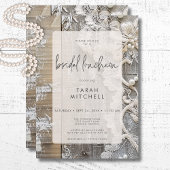 Rustikales Barnwood & Bridal Lace Bridal Luncheon Einladung