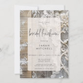 Rustikales Barnwood & Bridal Lace Bridal Luncheon Einladung (Vorderseite)