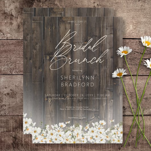 Rustikales Barnwood & Daisies Bridal Brunch Einladung