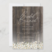 Rustikales Barnwood & Daisies Bridal Brunch Einladung (Vorderseite)