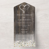 Rustikales Barnwood & Daisis Kein Abendessen All In One Einladung (Innen Boden)