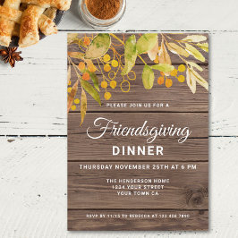 Rustikales Barnwood Friendsgiving Dinner Einladung