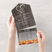 Rustikales Barnwood & Herbstlaubs Dinner All In One Einladung (Abreißen)