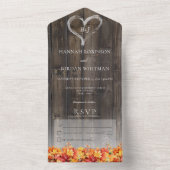 Rustikales Barnwood & Herbstlaubs Kein Abendessen All In One Einladung (Innen Boden)