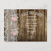 Rustikales Barnwood & Lace Save the Date Hochzeit Postkarte (Vorderseite)