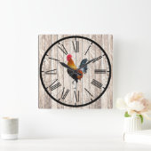 Rustikales Barnwood-Look Bauernhaus-Design Quadratische Wanduhr (Zuhause)