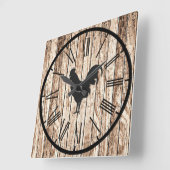 Rustikales Barnwood-Look Bauernhaus-Design Quadratische Wanduhr (Winkel)