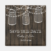 Rustikales Barnwood-Mason-Glas Save the Date Magnet (Vorne)